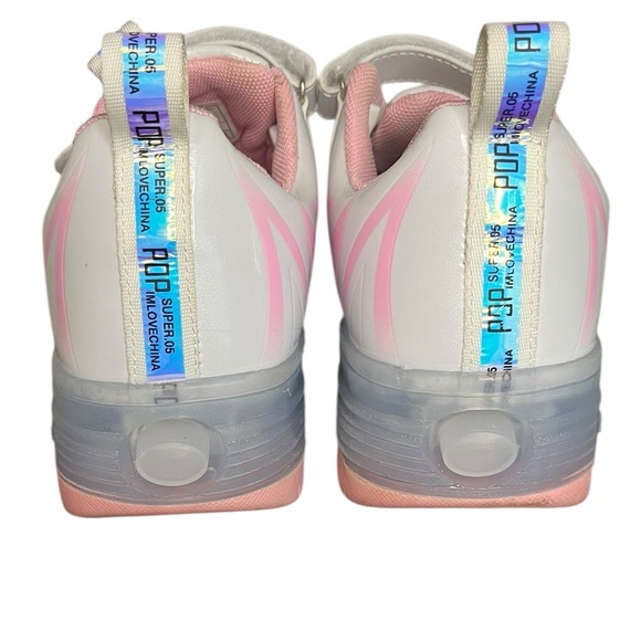 Jiandian White & Pink USB Rechargeable LED Roller Skates Big‎ Girls Size 5.5 - Picture 6 of 11